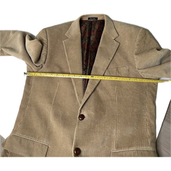 Lauren Ralph Lauren Blazer Men 42 L Brown Corduroy Elbow Patch Paisley Lining - Picture 8 of 9